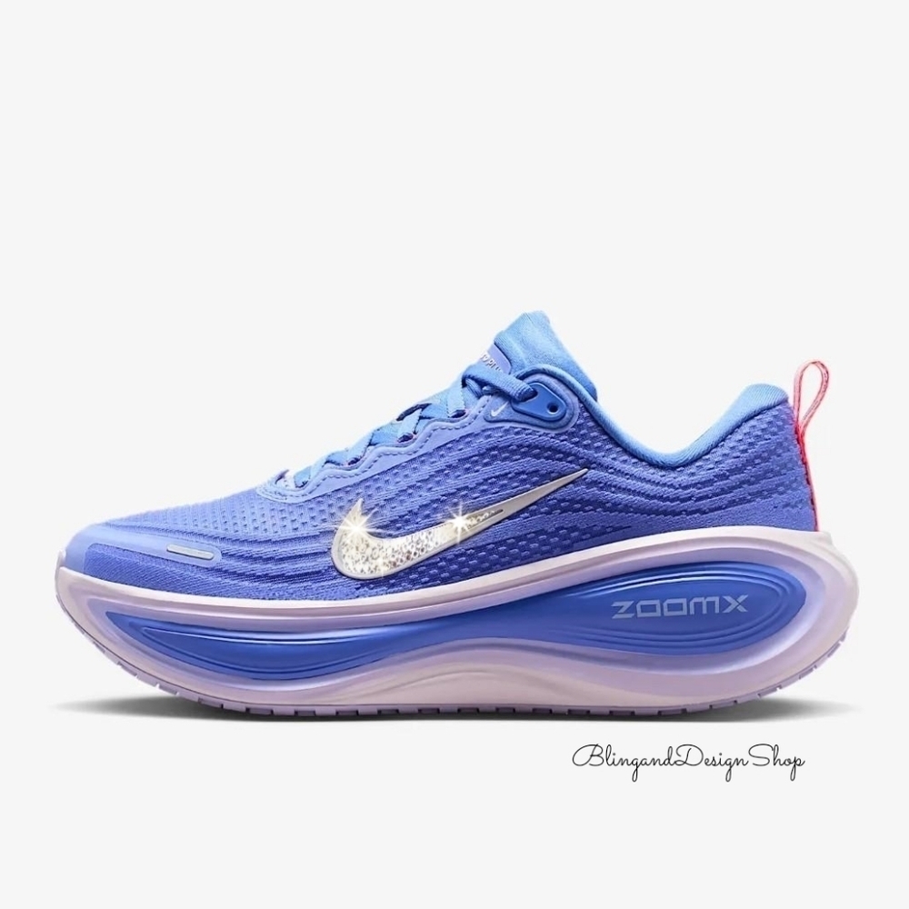 Bling Nike Vomero Plus Sapphire Blue Athletic Sneakers Customized With Crystals